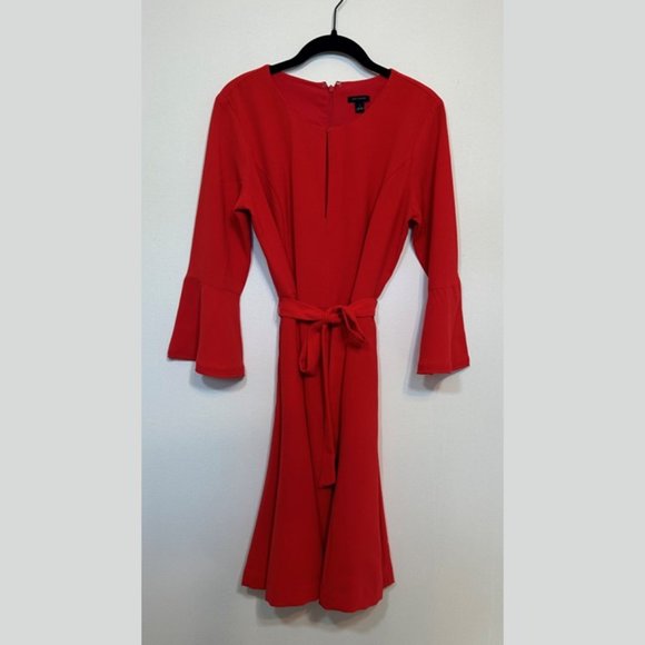 Ann Taylor Dresses & Skirts - Ann Taylor | Red Quarter Bell Sleeved Dress - Size